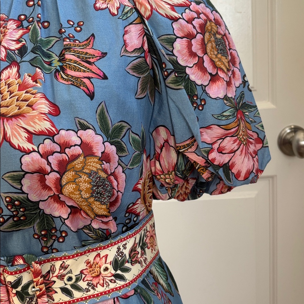 Farm Rio Puff Sleeve Belted Mini Sundress - Picture 9 of 11